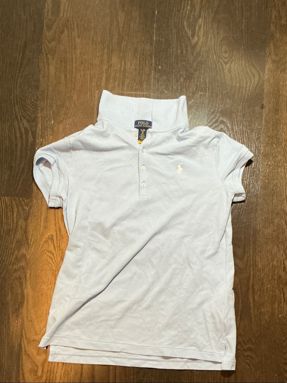 Ralph Lauren Girls Pale Blue Polo Shirt with Embroidered Pony